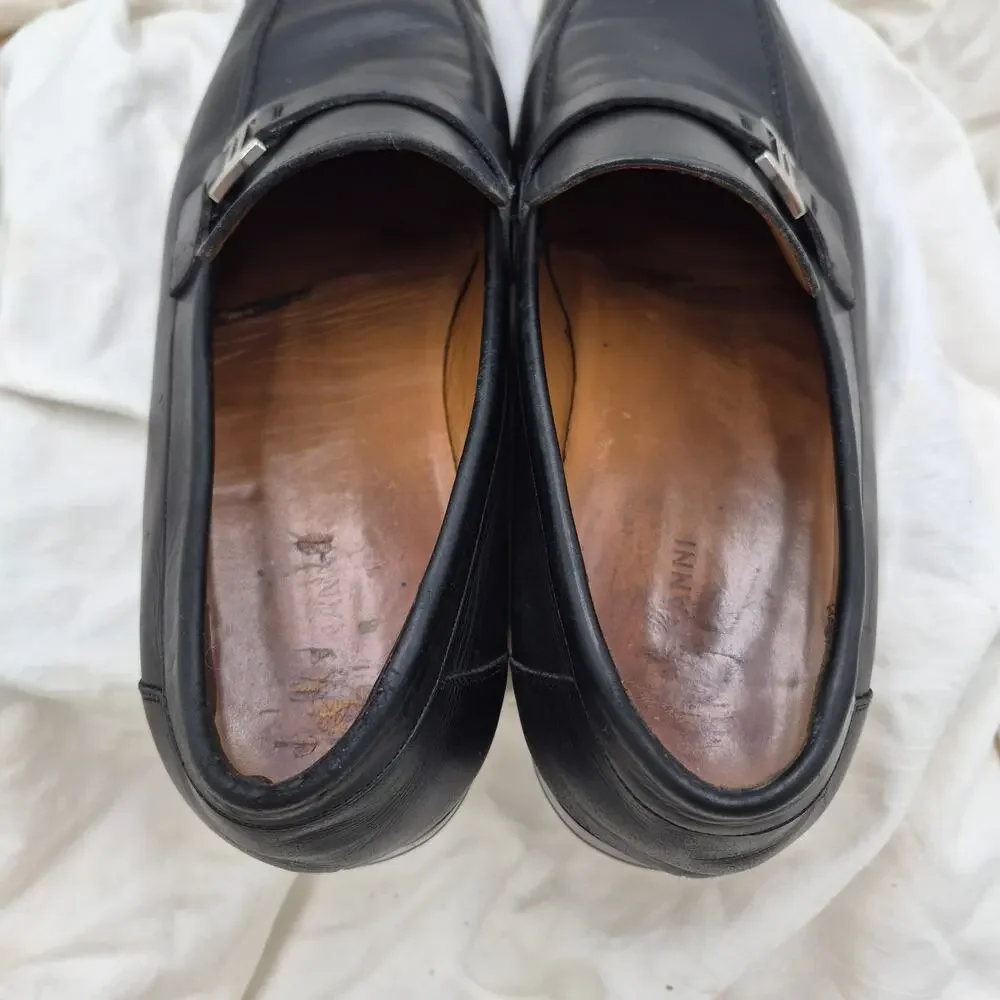 Magnanni Lino black leather slip-on loafers men's Size 10